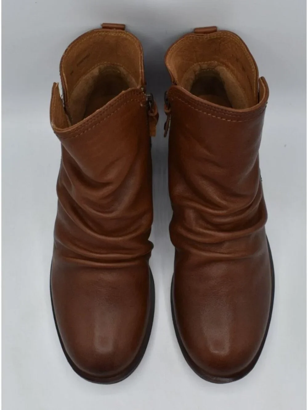 Sofft Womens Size 7 Brookdale Root Brown Leather Buckle‎ Zip Ruched Boots Shoes